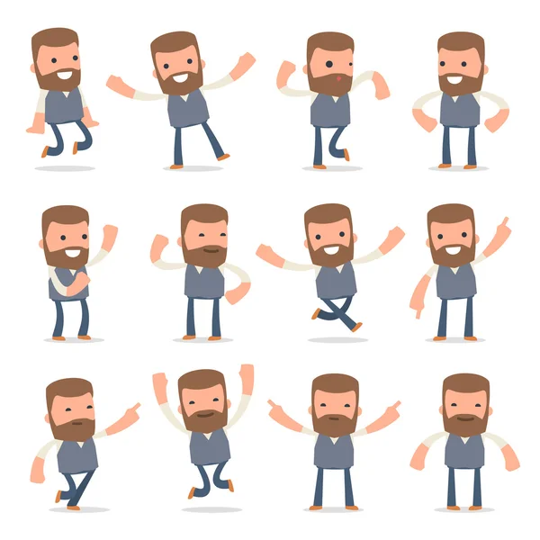 Conjunto de Laughing and Joyful Character Copywriter en celebra un — Vector de stock