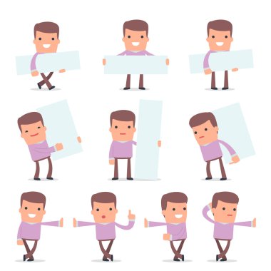 Akıllı ve Komik Karakter Stilist seti duvara yaslandı