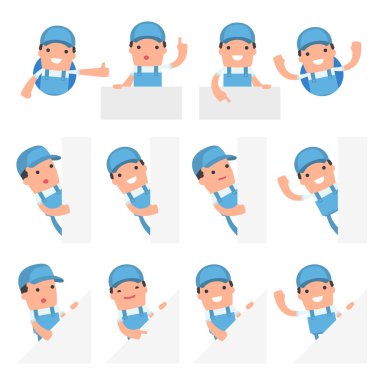 Komik ve Neşeli Karakter Tamirci seti tutar ve etkileşim