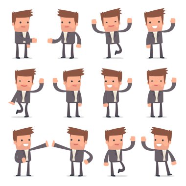 Set of Funny and Cheerful Character Competitor welcomes poses clipart