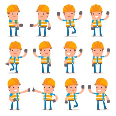 Komik ve Neşeli Karakter Yapıcı seti pozlar ağırlıyor