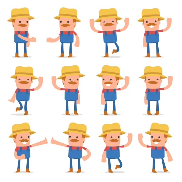 Komik ve Neşeli Karakter Çiftçi Seti pozlar ağırlıyor