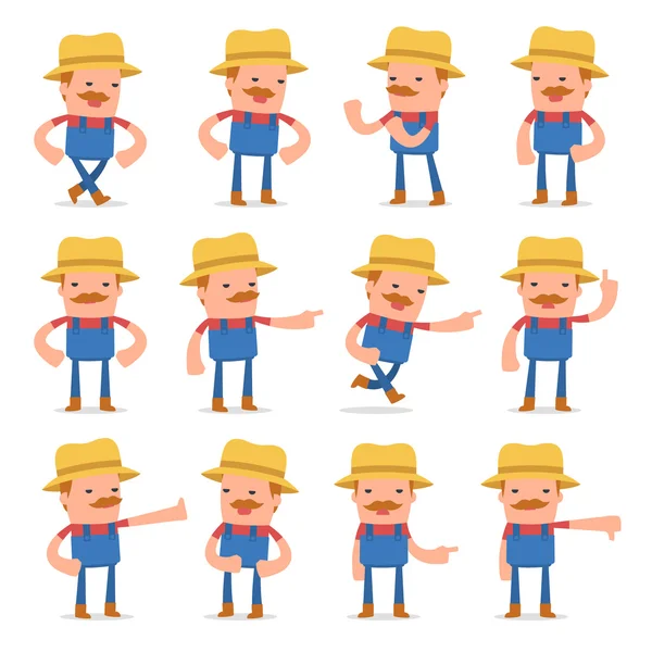 Set of Angry and Wrathful Character Farmer abuses and accuses po — Stock Vector
