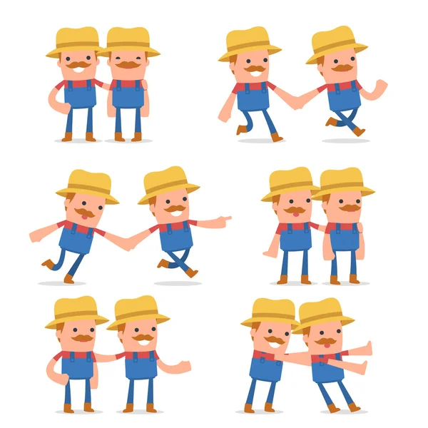 Állítsa be a jó és gondos karakter farmer segít jelent — Stock Vector