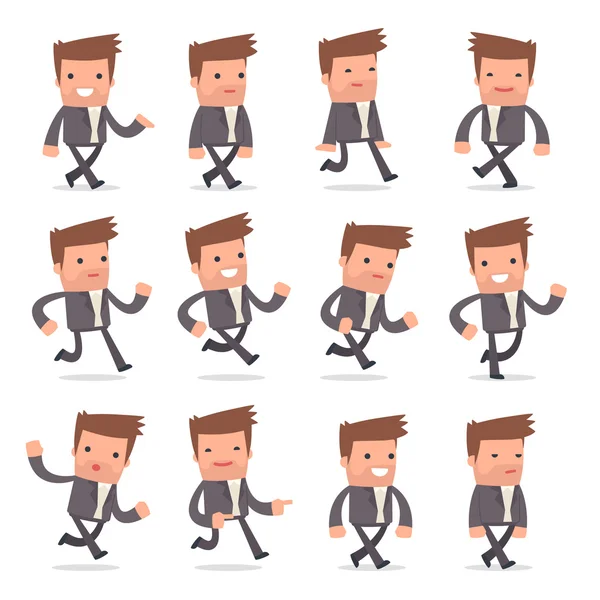 Conjunto de Divertido y Alegre Personaje Competidor va y corre pos — Vector de stock