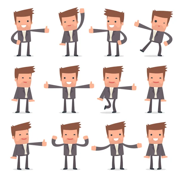 Set of Funny and Cheerful Character Competitor showing thumb up — Stock Vector