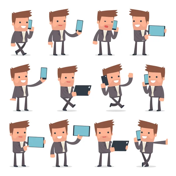 Akıllı ve Komik Karakter Rakip cep telefonu tutan set