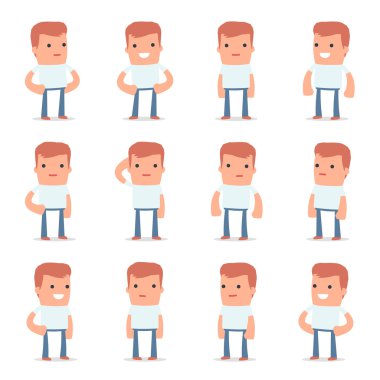 Mutlu ve Neşeli Karakter Casual Boy dinlenmek ayakta Set