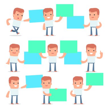 Komik ve Neşeli Karakter Casual Boy seti tutar ve interac