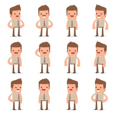 Mutlu ve Neşeli Karakter Bookkeeper seti dinlenmek ayakta