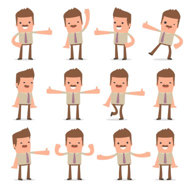 Komik ve Neşeli Karakter Bookkeeper başparmak gösteren Set 