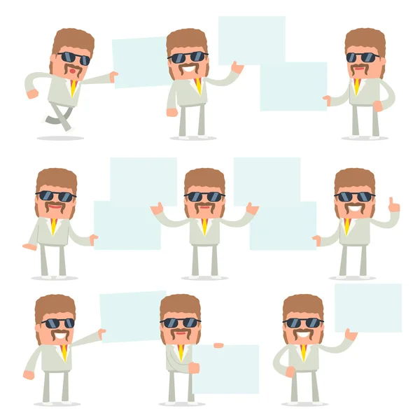 Set of Funny and Cheerful Character Impudent Reseller holds and — Stock Vector