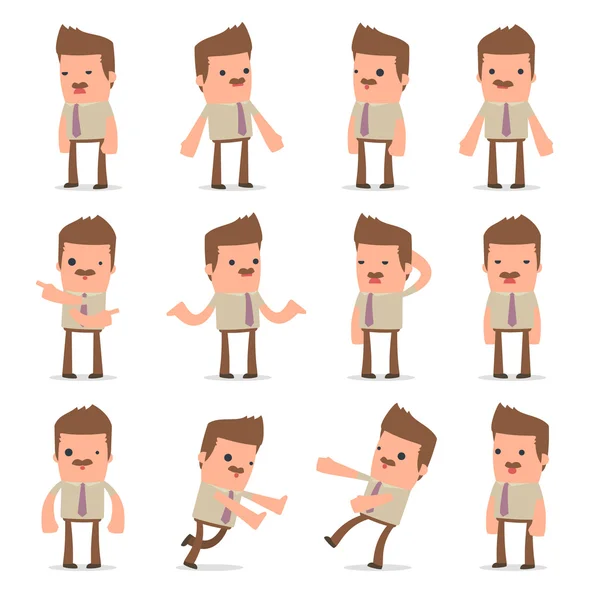 Set of Confused and Sad Character Bookkeeper in ignorance poses — Stock Vector