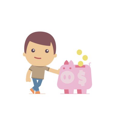 basit düz stil komik bir rahat karakter çizimi