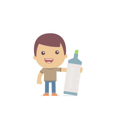 basit düz stil komik bir rahat karakter çizimi