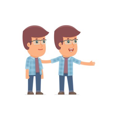 Active Character Freelancer making presentation of his product t