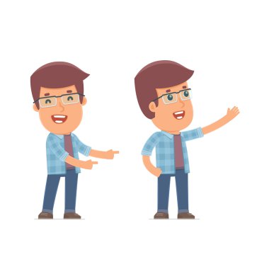 Happy and Cheerful Character Freelancer making presentation usin