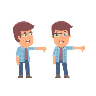 Frustrated and Angry Character Freelancer showing thumb down as 