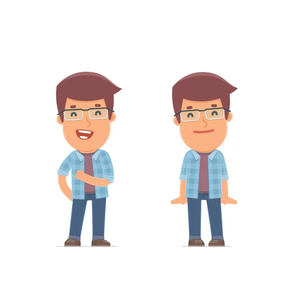 Funny Character Freelancer in confident and shy poses — Stock vektor