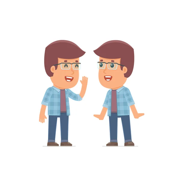Cunning Character Freelancer gossiping and telling secret to his — Stock Vector
