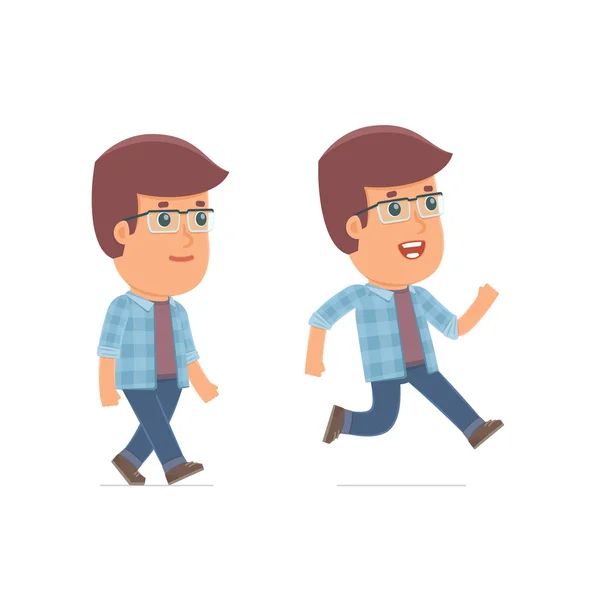 Funny and Cheerful Character Freelancer goes and runs — Stock Vector