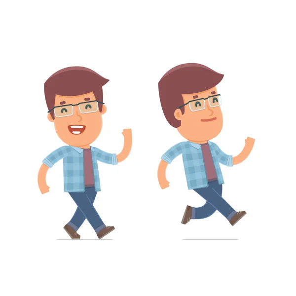 Happy and Cheerful Character Freelancer goes and runs — Διανυσματικό Αρχείο
