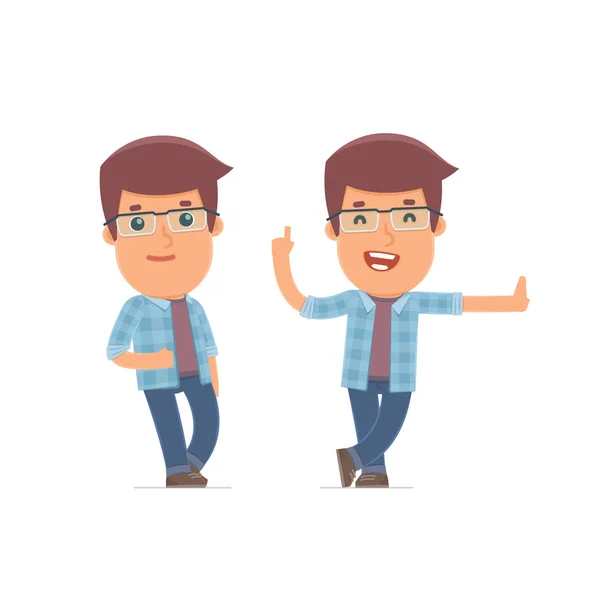 Smart and Funny Character leaned against the wall and shares inf — Stockvector