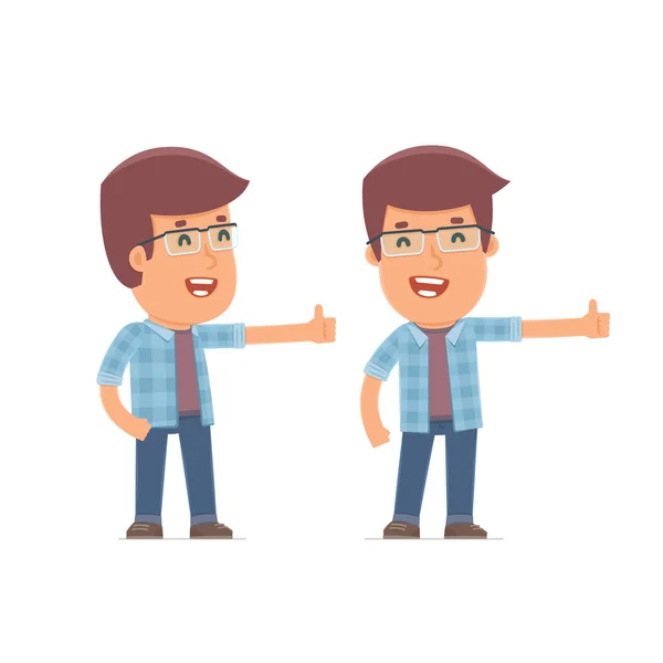 Funny and cheerful Character Freelancer showing thumb up as a sy — 图库矢量图片