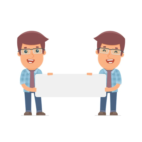 Funny Character Freelancer holds and interacts with blank forms — Διανυσματικό Αρχείο