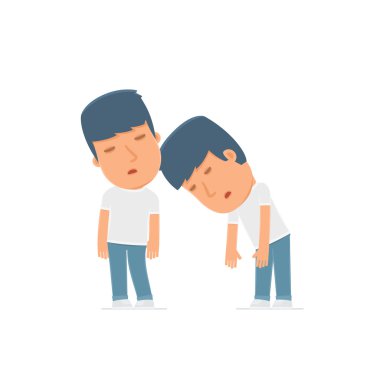 Tired and Exhausted Character Activist sleeping on the shoulder 