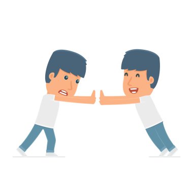 Funny Character Activist holds and interacts with blank forms or