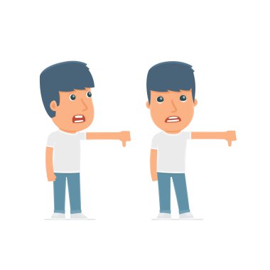 Frustrated and Angry Character Activist showing thumb down as a 
