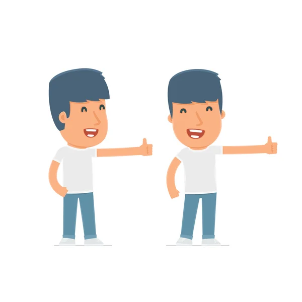 Funny and cheerful Character Activist showing thumb up as a symb — Stock Vector