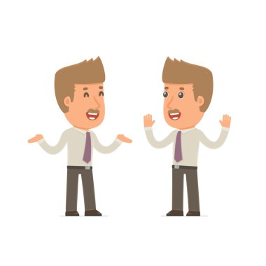 Funny Character Broker tells interesting story to his friend