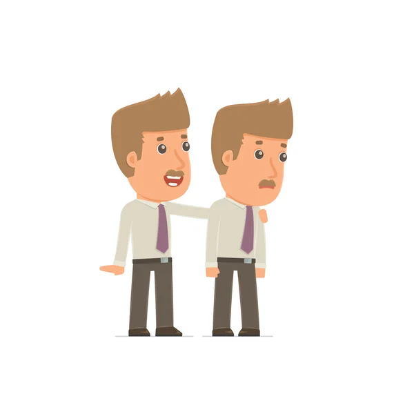 Good Character Broker cares and helps to his friend in difficult — Stock Vector