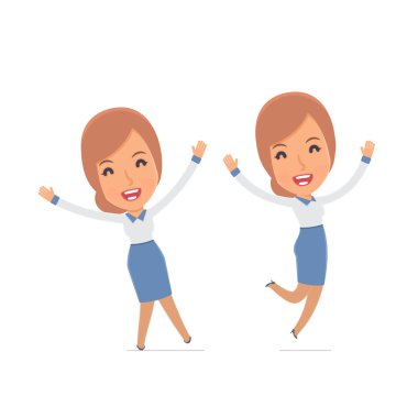 Laughing and Joyful Character Consultant Girl celebrates and jum