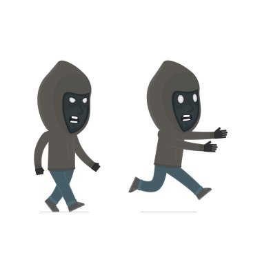 Angry and Frightened Character Anonymous Hackers goes and runs