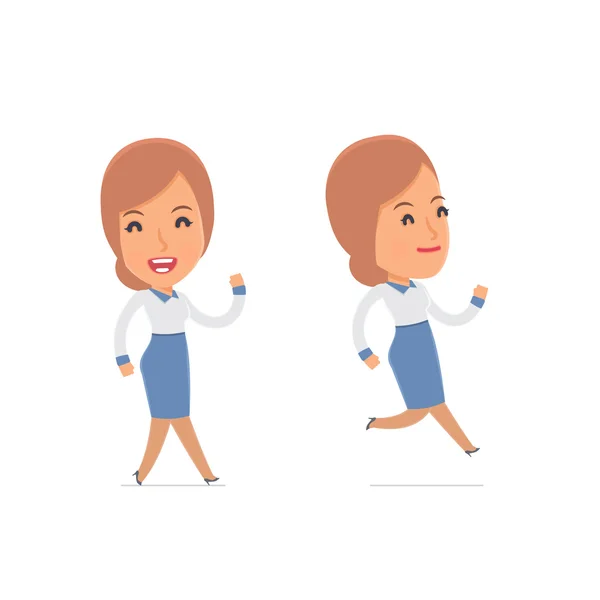 Happy and Cheerful Character Consultant Girl goes and runs — Stock Vector