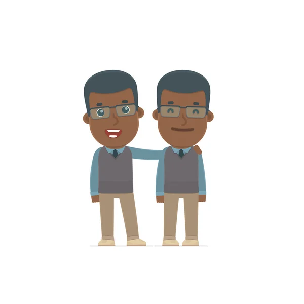 Joyful Character African American Teacher and his best friend st — 스톡 벡터