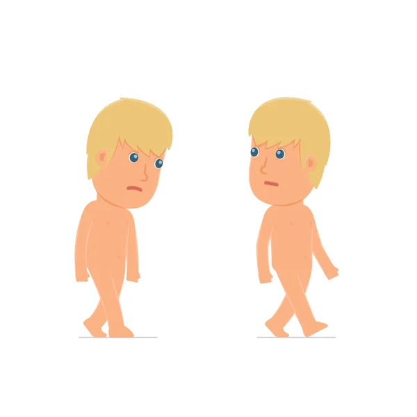 Sad and Frustrated Character Naked Man goes and drags — 스톡 벡터