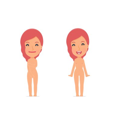 Funny Character Naked Female in confident and shy poses
