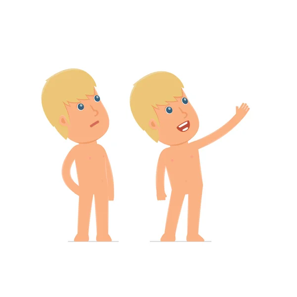 Active and Intelligent Character Naked Man making presentation o — 스톡 벡터