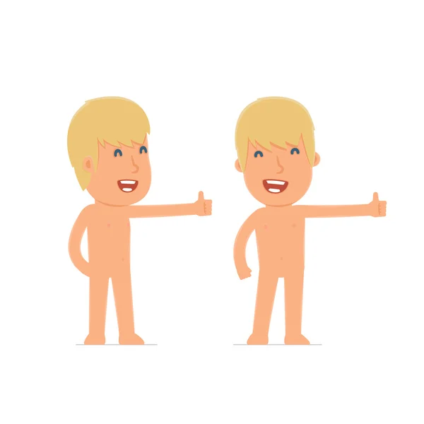 Funny and cheerful Character Naked Man showing thumb up as a sym — Wektor stockowy