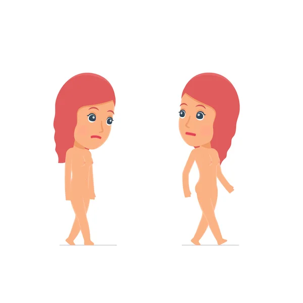 Sad and Frustrated Character Naked Female goes and drags — 스톡 벡터