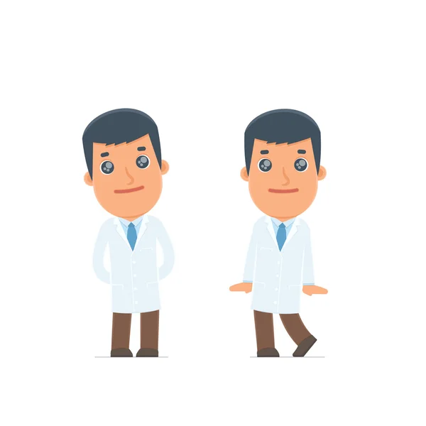 Cute and Affectionate Character Doctor in shy and awkward poses — Stockvector