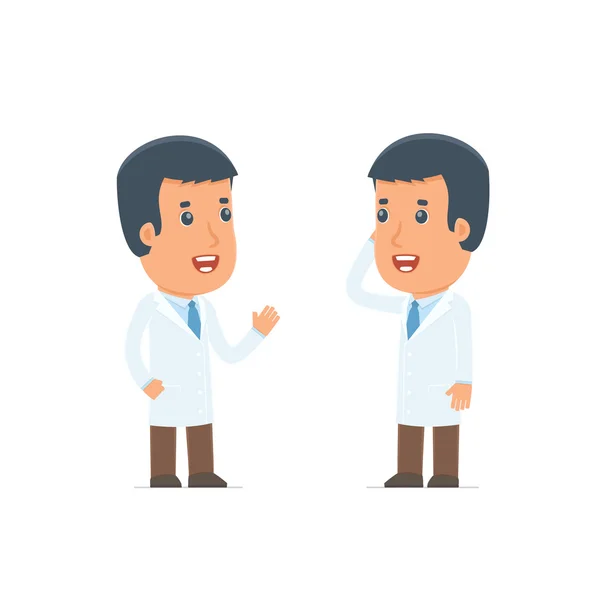 Calm Character Doctor tells news to his friend — Stock Vector