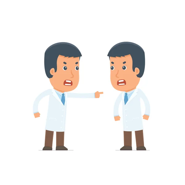 Angry Character Doctor abuses and accuses his companion — Stock Vector