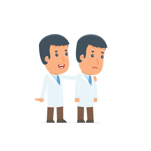 Good Character Doctor cares and helps to his friend in difficult — Stock Vector