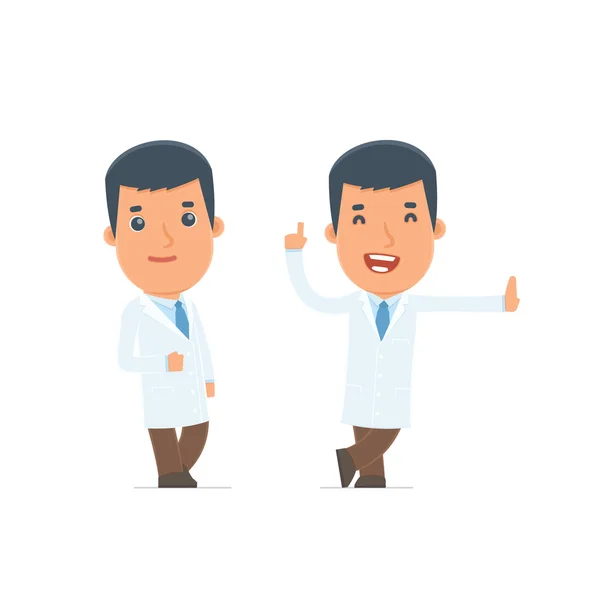 Smart and Funny Character Doctor leaned against the wall and sha — Stockvector