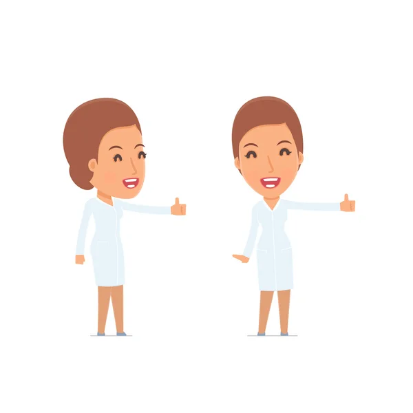 Funny and cheerful Character Nurse showing thumb up as a symbol — Stok Vektör